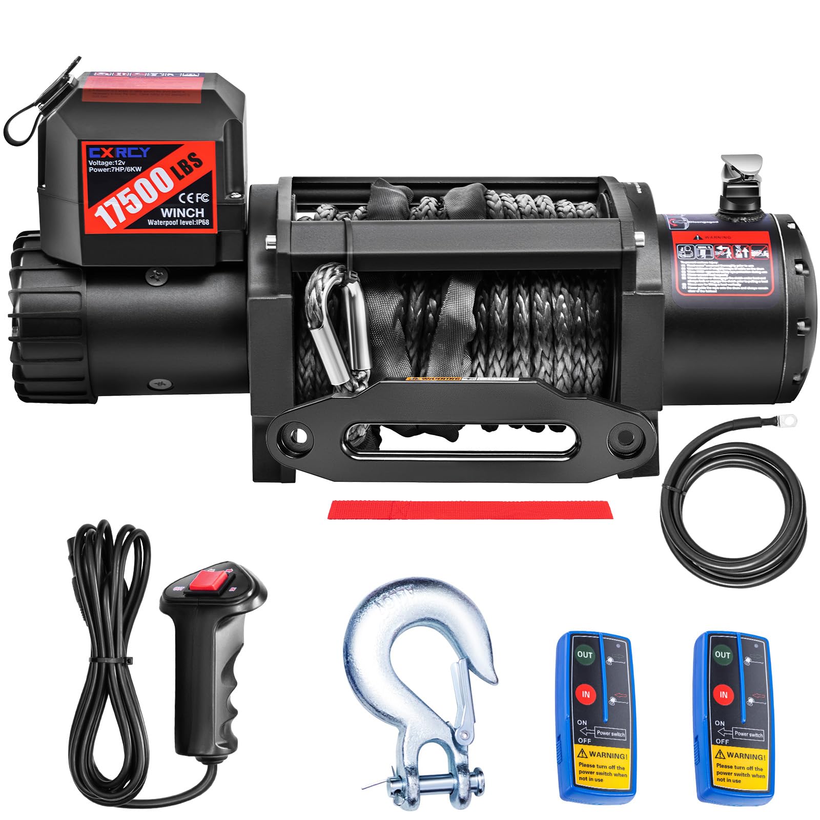 Amazon.com: CXRCY 12V Electric Winch,17500LBS Load Capacity